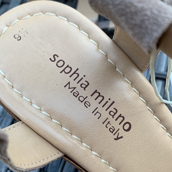 SOPHIA milano Taupe Suede Wedge Sandals - Picture 9 of 13